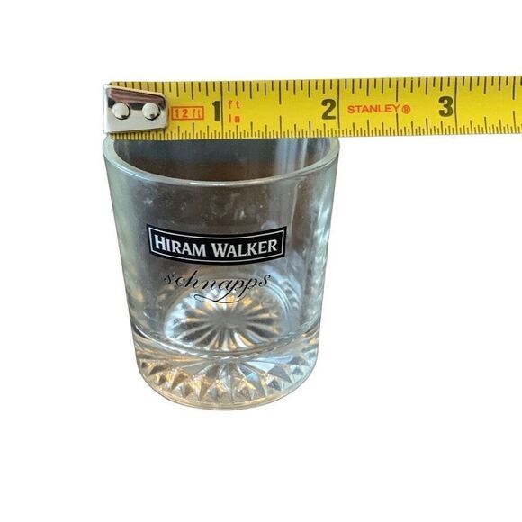 Pre Owned Hiram Walker Schnapps Shotglass Shot Tasting Glass Black Logo - Picture 7 of 7